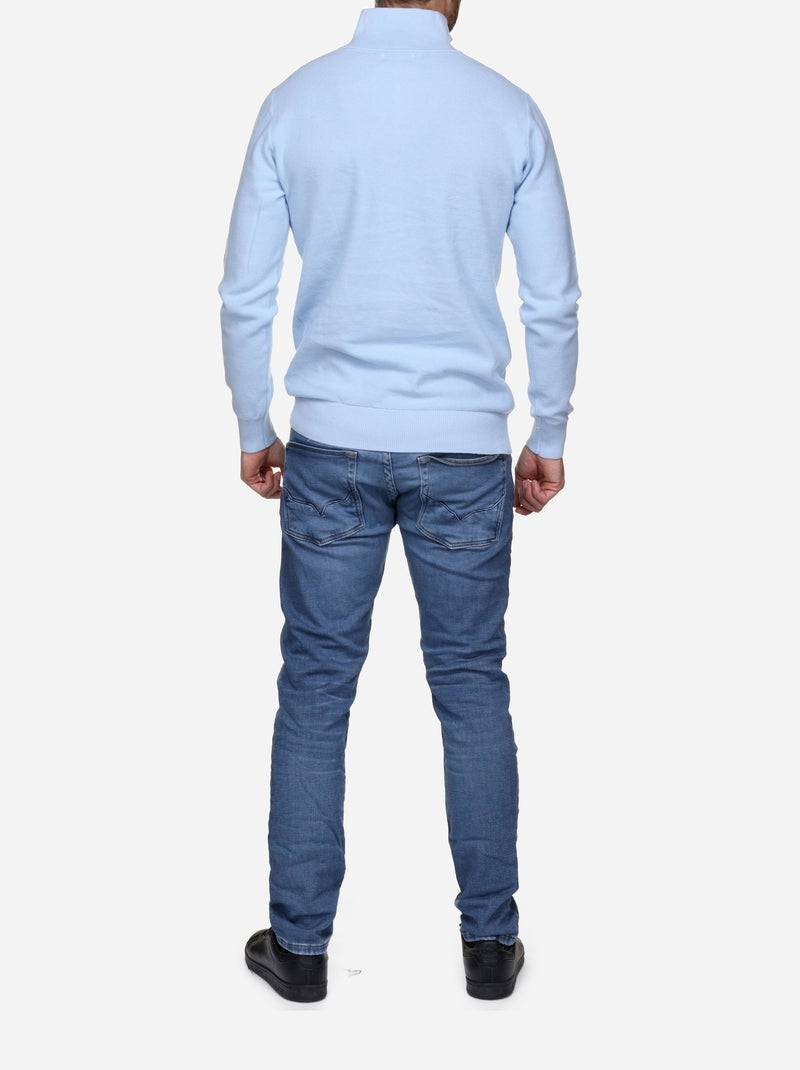 Jersey de vestir con cuello alto y cremallera - Yves Enzo Azul claro - Kiabi
