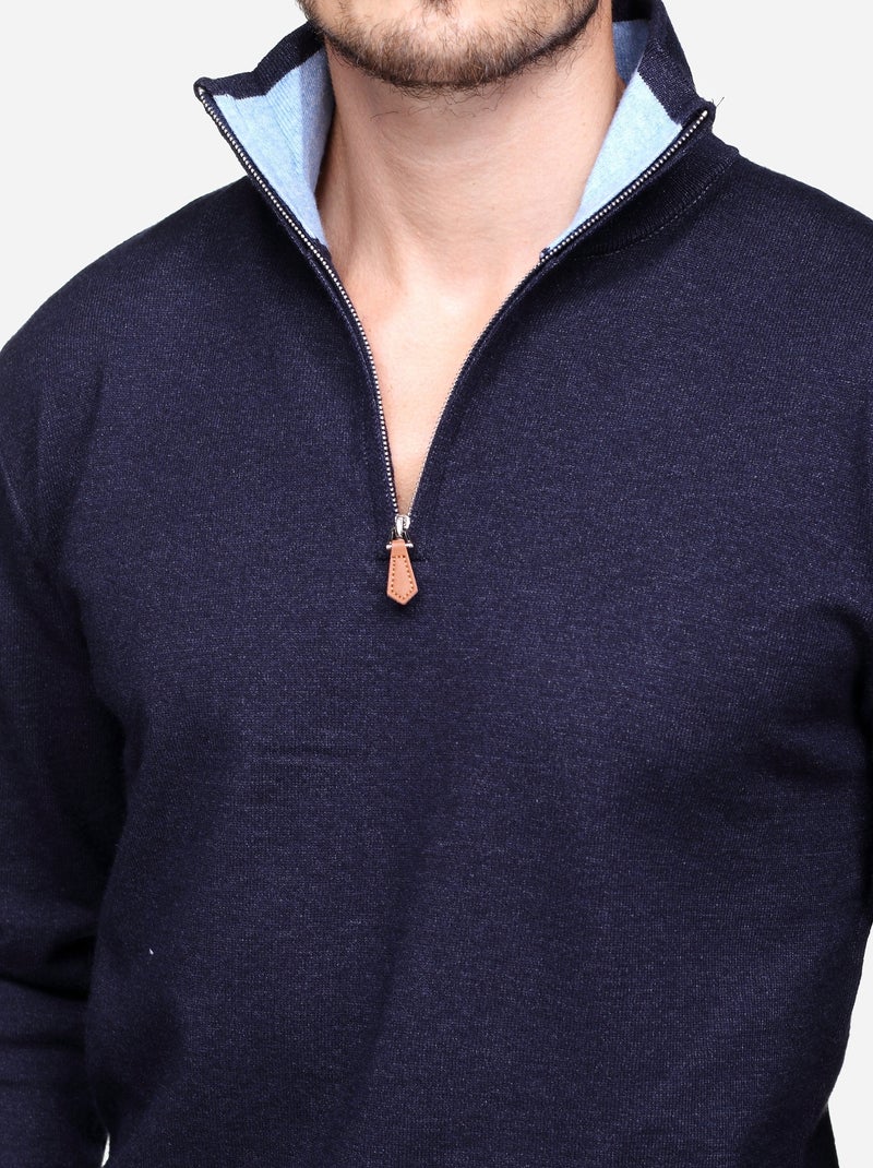 Jersey de vestir con cuello alto y cremallera - Yves Enzo Azul marino - Kiabi
