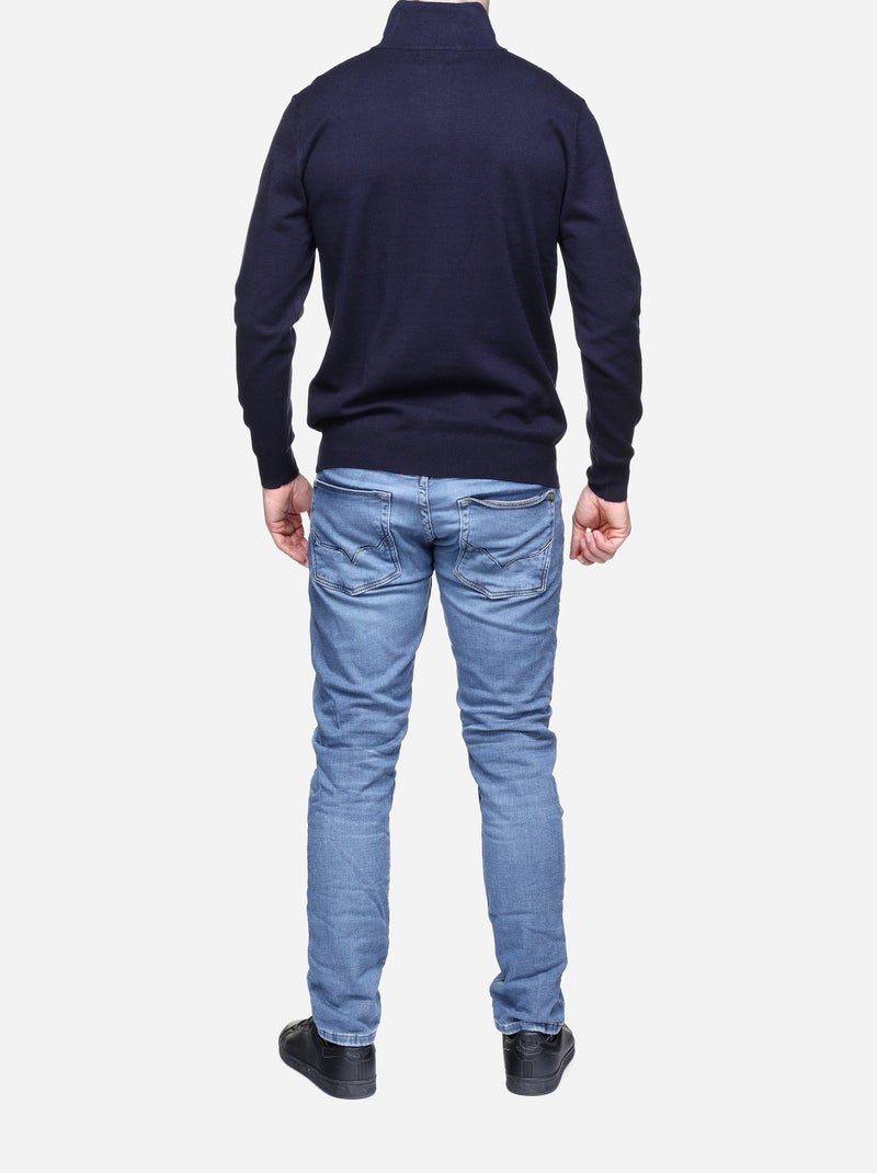 Jersey de vestir con cuello alto y cremallera - Yves Enzo Azul oscuro - Kiabi