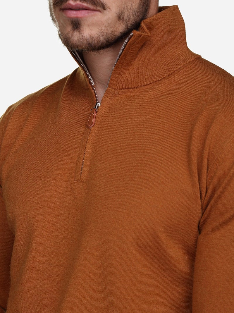 Jersey de vestir con cuello alto y cremallera - Yves Enzo Camel - Kiabi