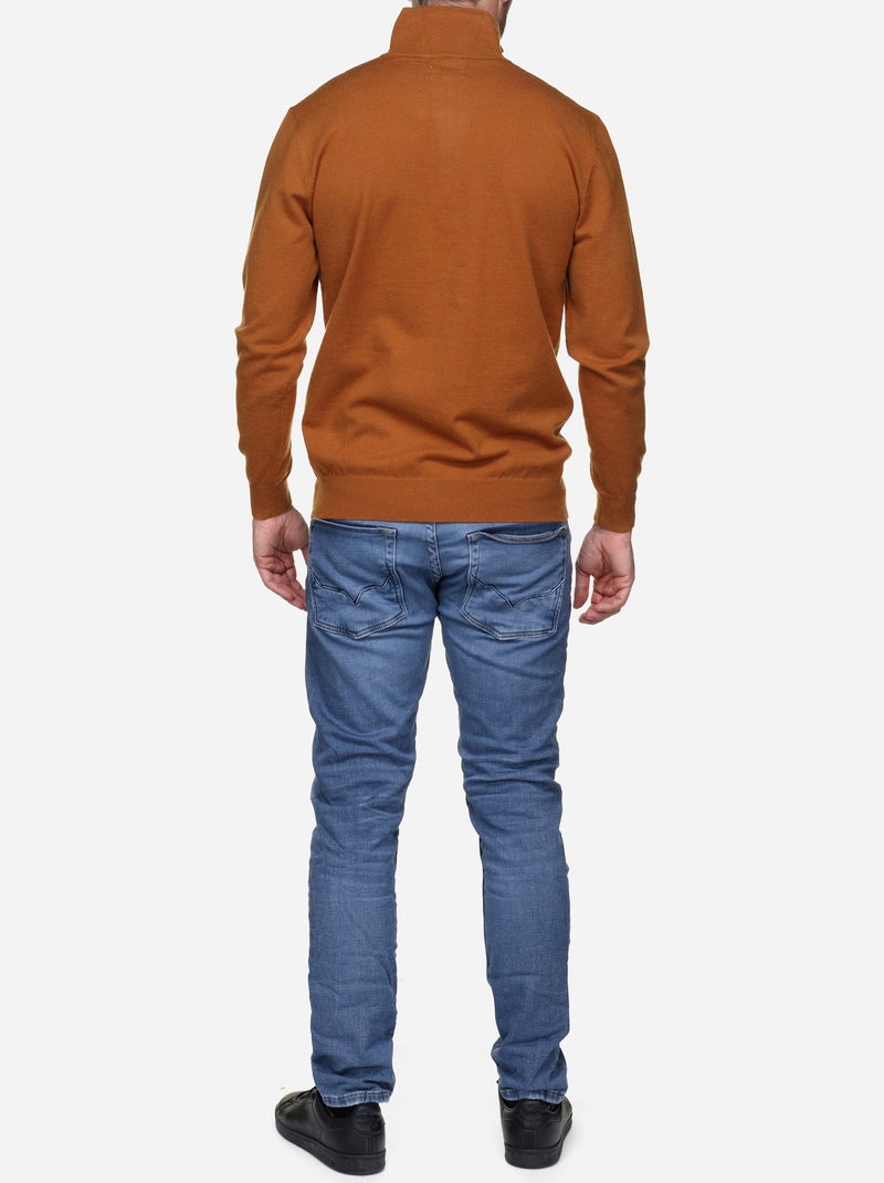 Jersey de vestir con cuello alto y cremallera - Yves Enzo Camel - Kiabi