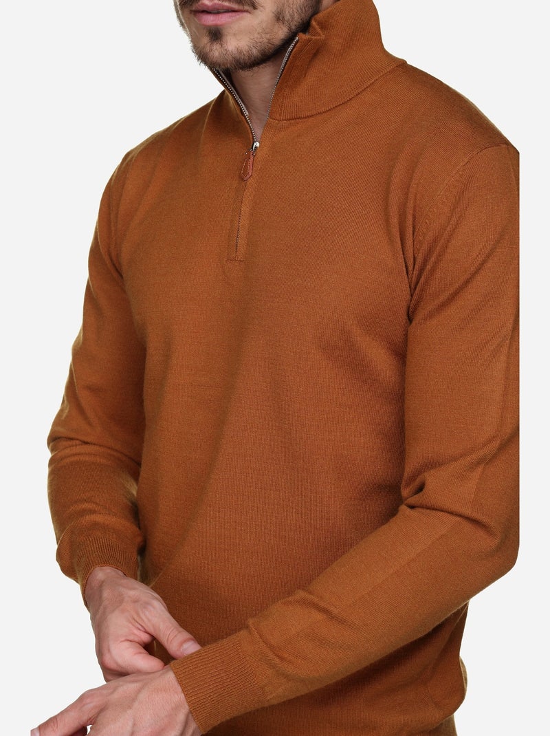 Jersey de vestir con cuello alto y cremallera - Yves Enzo Camel - Kiabi