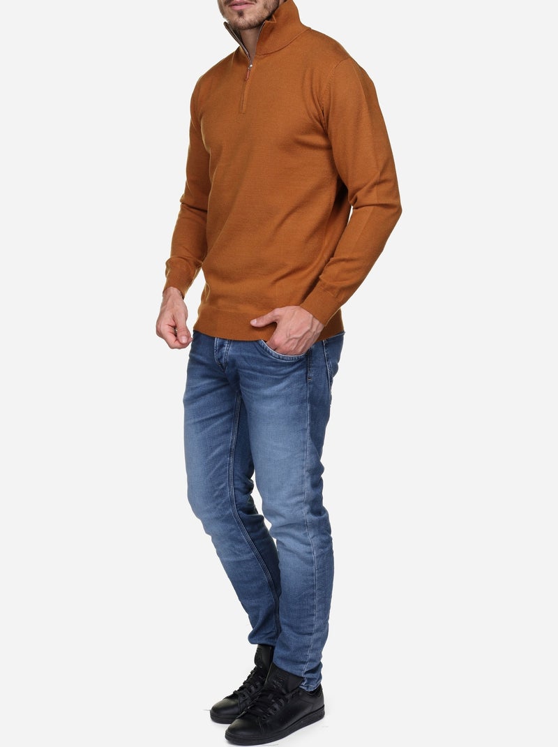 Jersey de vestir con cuello alto y cremallera - Yves Enzo Camel - Kiabi