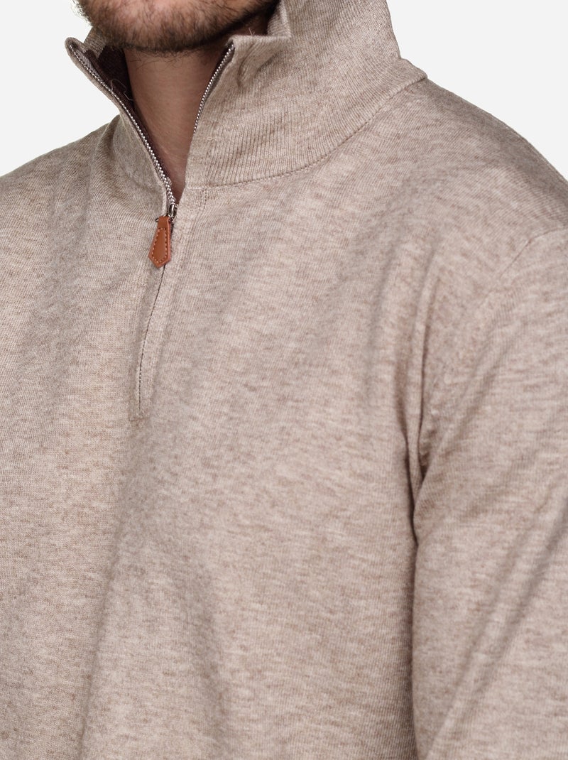Jersey de vestir con cuello alto y cremallera - Yves Enzo Crema - Kiabi