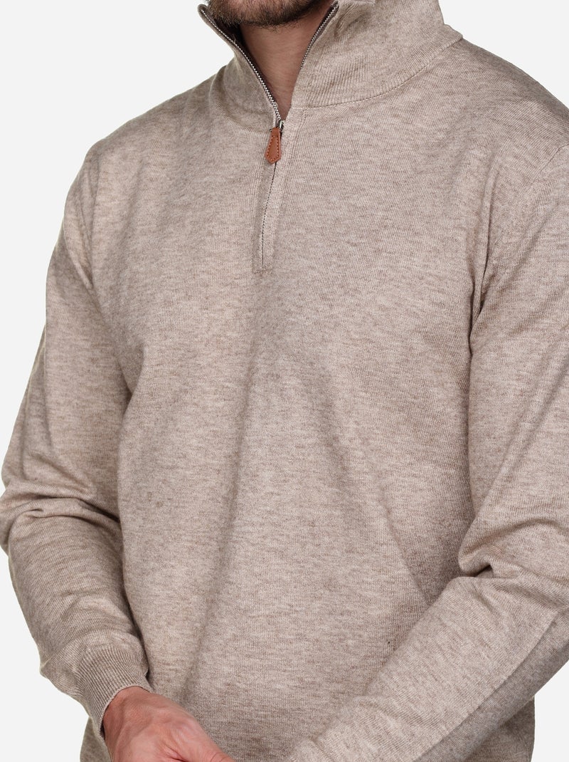 Jersey de vestir con cuello alto y cremallera - Yves Enzo Crema - Kiabi