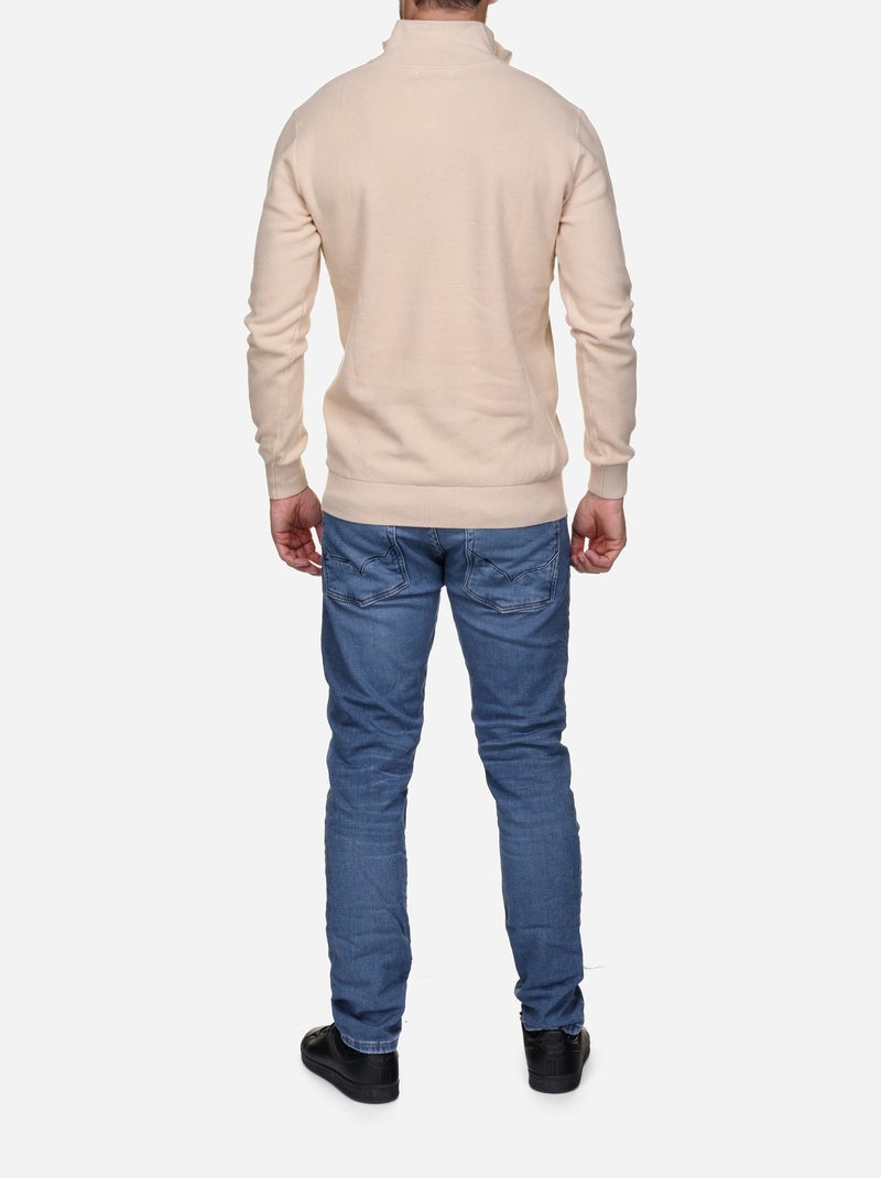 Jersey de vestir con cuello alto y cremallera - Yves Enzo Crema - Kiabi