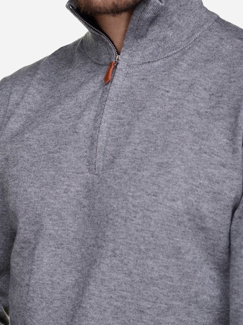 Jersey de vestir con cuello alto y cremallera - Yves Enzo Gris - Kiabi