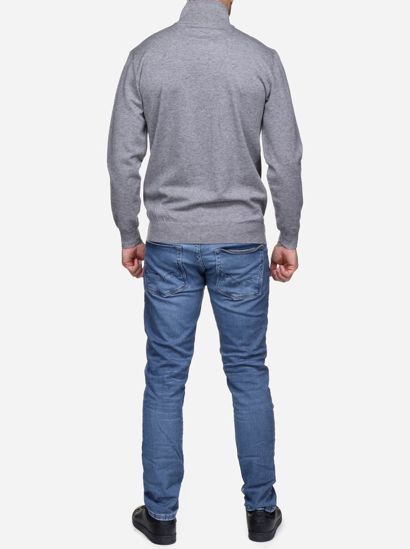 Jersey de vestir con cuello alto y cremallera - Yves Enzo Gris - Kiabi