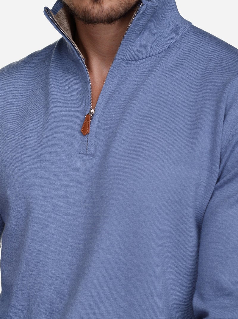 Jersey de vestir con cuello alto y cremallera - Yves Enzo Índigo - Kiabi