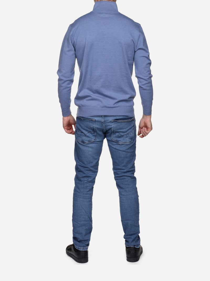 Jersey de vestir con cuello alto y cremallera - Yves Enzo Índigo - Kiabi
