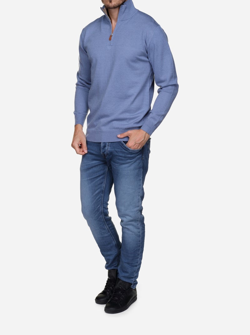 Jersey de vestir con cuello alto y cremallera - Yves Enzo Índigo - Kiabi