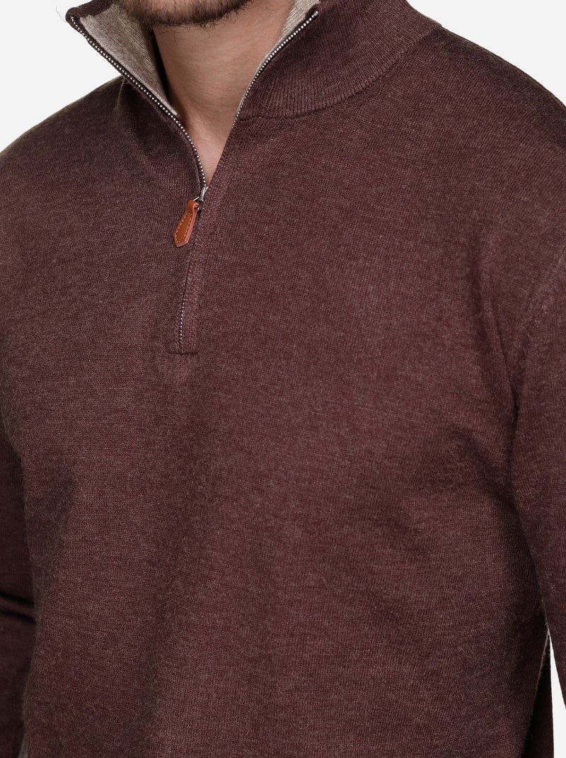 Jersey de vestir con cuello alto y cremallera - Yves Enzo Marrón - Kiabi