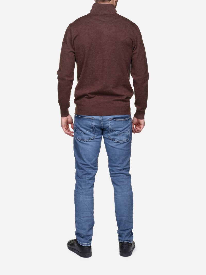 Jersey de vestir con cuello alto y cremallera - Yves Enzo Marrón - Kiabi