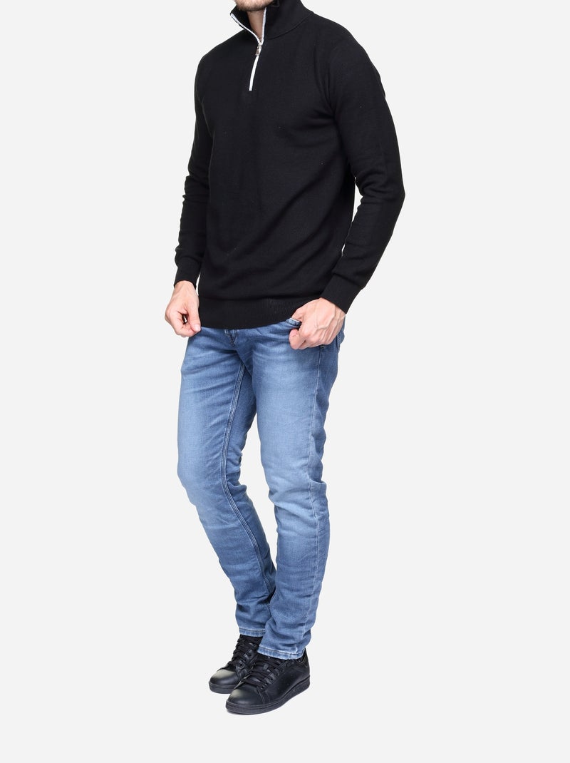 Jersey de vestir con cuello alto y cremallera - Yves Enzo Negro - Kiabi