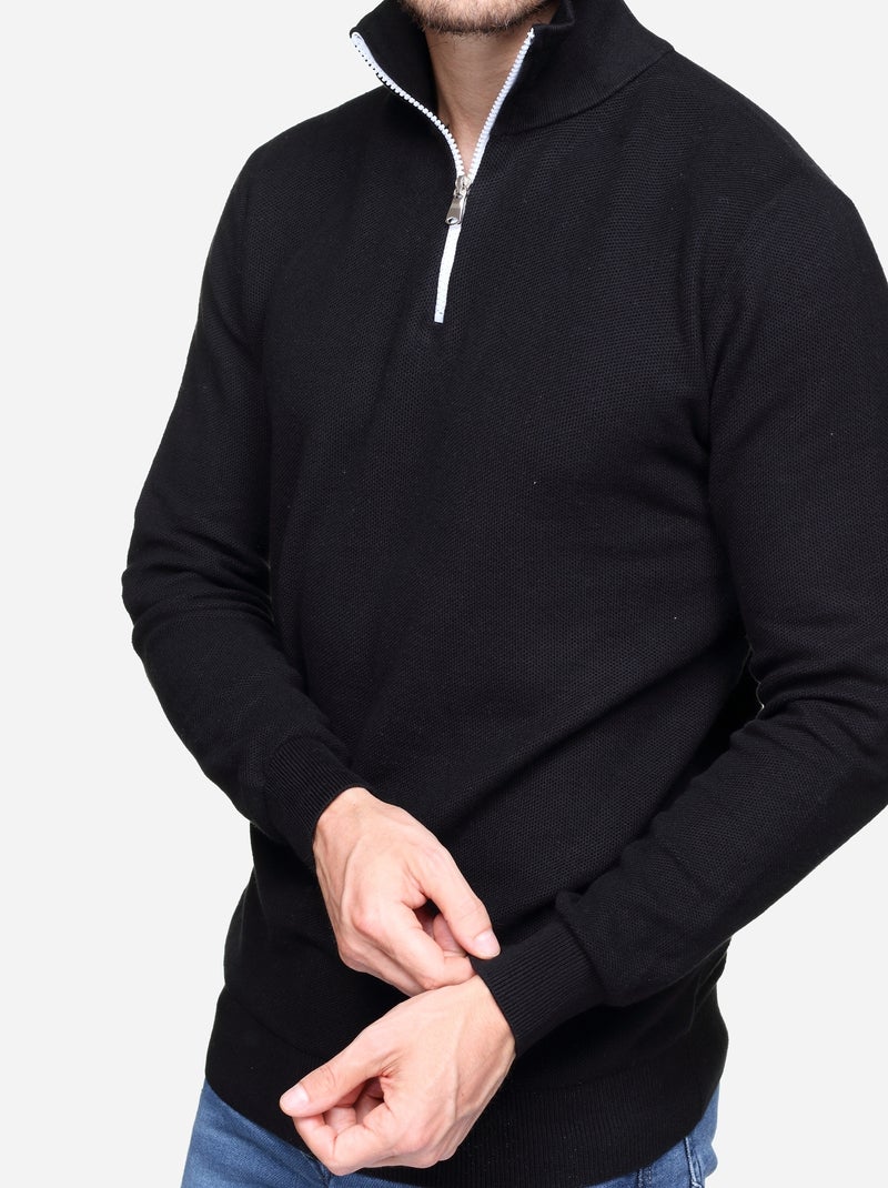 Jersey de vestir con cuello alto y cremallera - Yves Enzo Negro - Kiabi