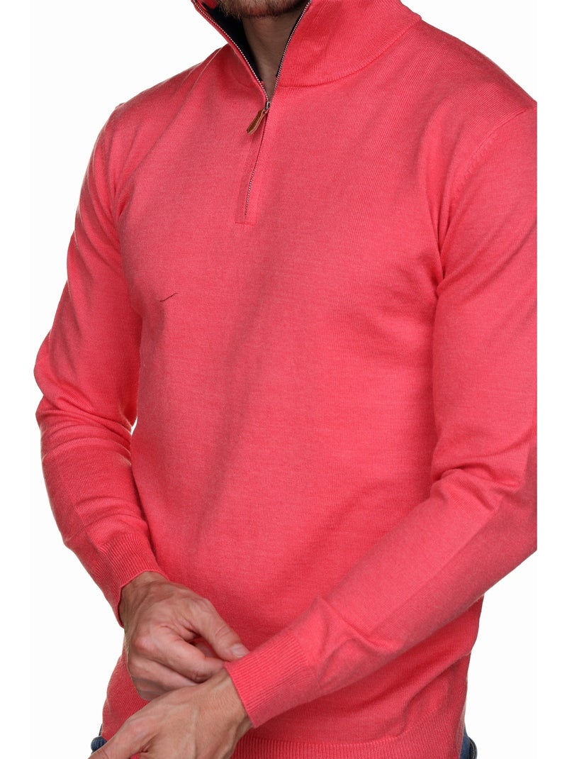 Jersey de vestir con cuello alto y cremallera - Yves Enzo Rojo bermellón - Kiabi