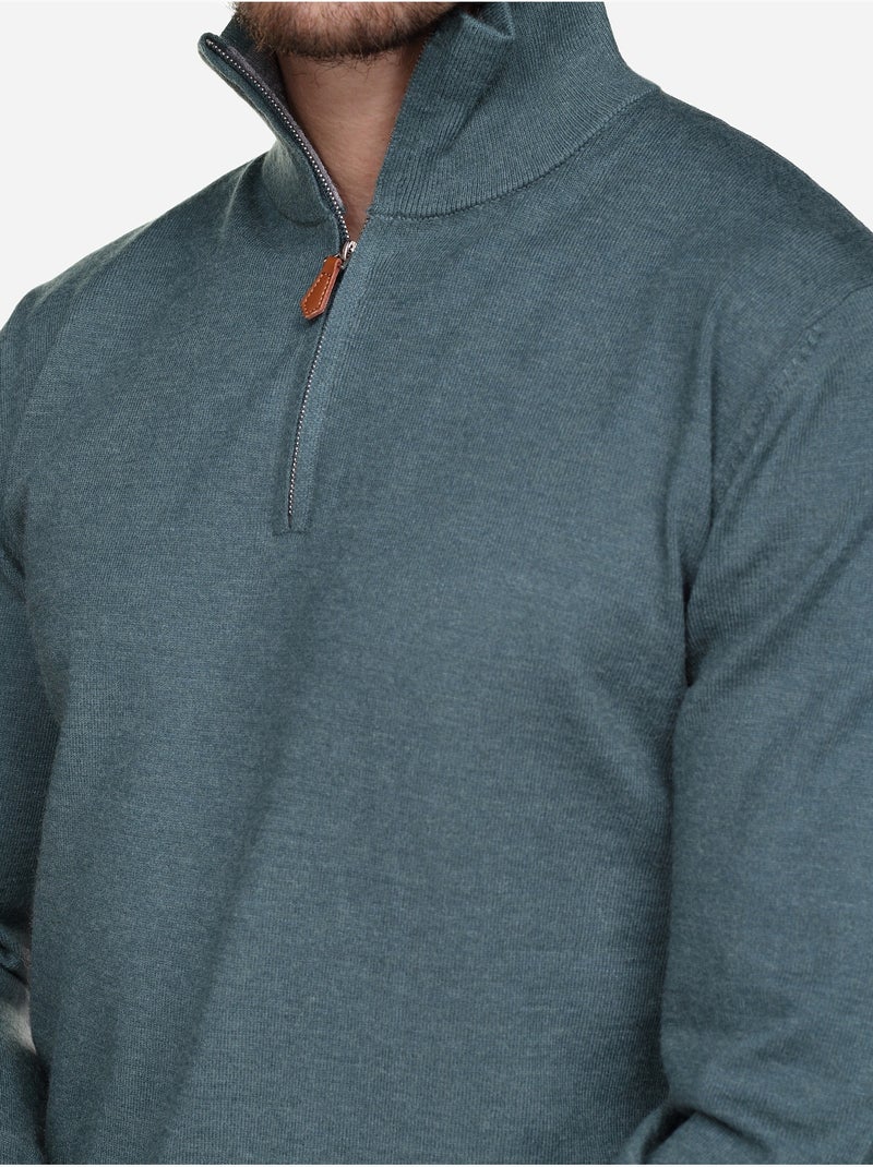 Jersey de vestir con cuello alto y cremallera - Yves Enzo Verde - Kiabi