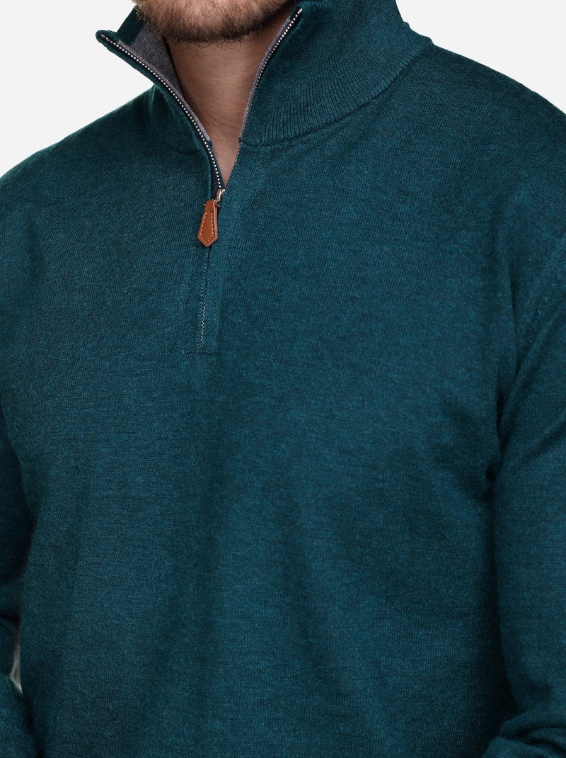 Jersey de vestir con cuello alto y cremallera - Yves Enzo Verde oscuro - Kiabi