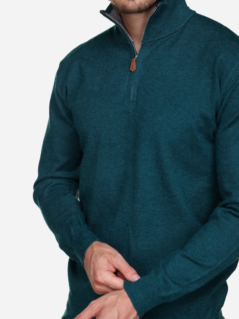 Jersey de vestir con cuello alto y cremallera - Yves Enzo Verde oscuro - Kiabi