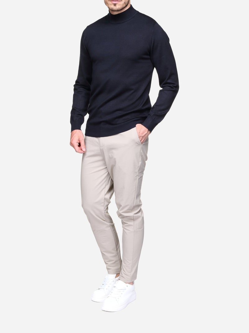 Jersey de vestir con cuello alto y manga larga - Frilivin Azul oscuro - Kiabi
