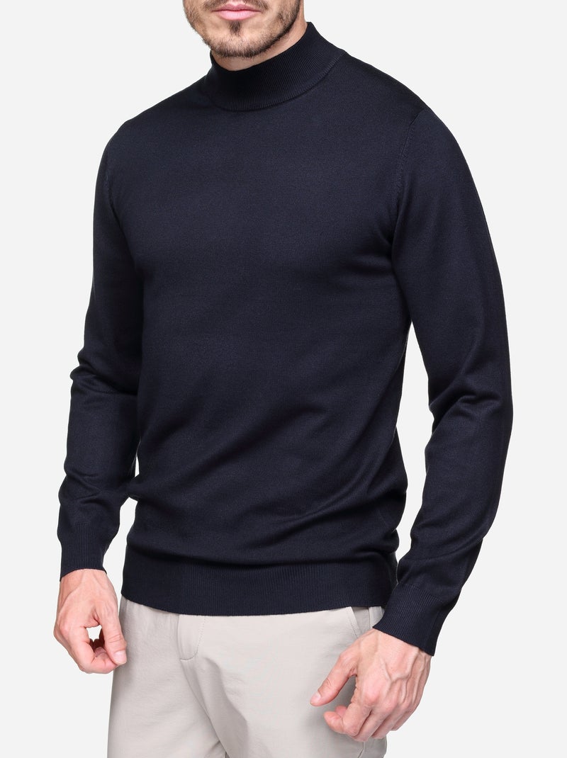 Jersey de vestir con cuello alto y manga larga - Frilivin Azul oscuro - Kiabi