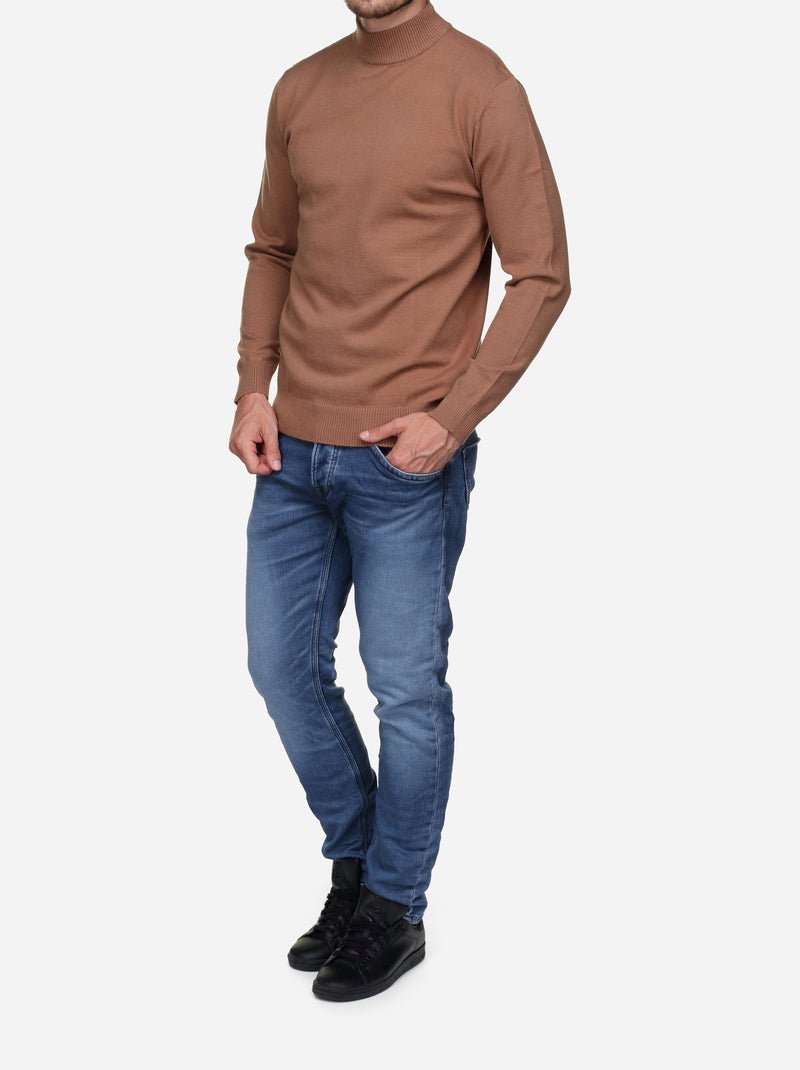 Jersey de vestir con cuello de chimenea - Yves Enzo Camel - Kiabi