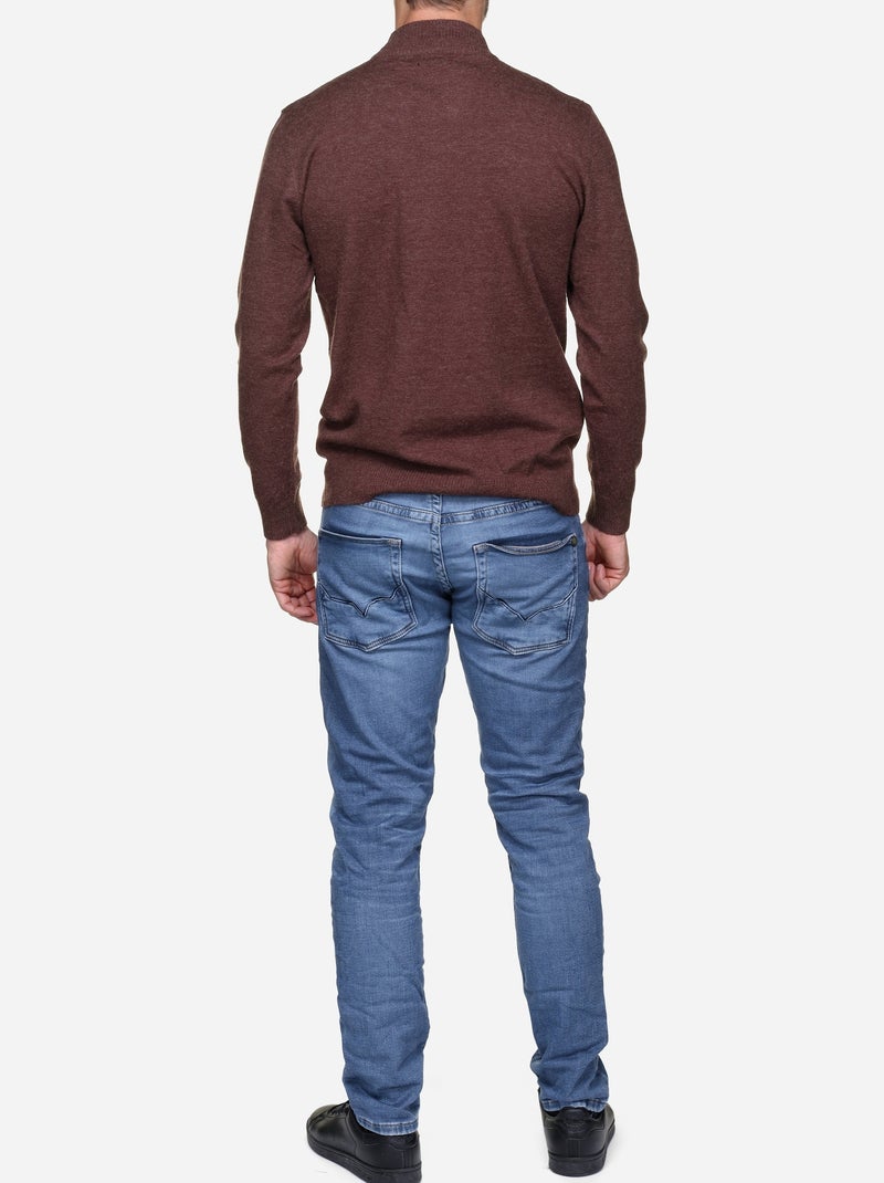 Jersey de vestir con cuello de chimenea - Yves Enzo Marrón oscuro - Kiabi