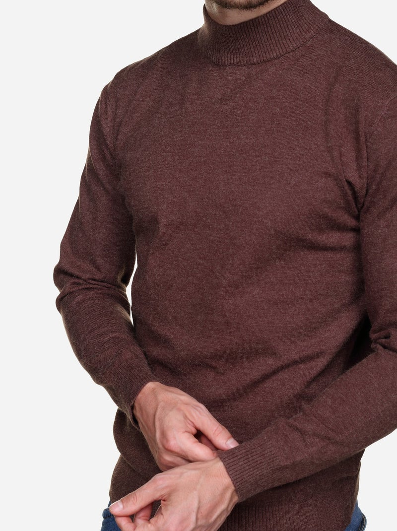 Jersey de vestir con cuello de chimenea - Yves Enzo Marrón oscuro - Kiabi