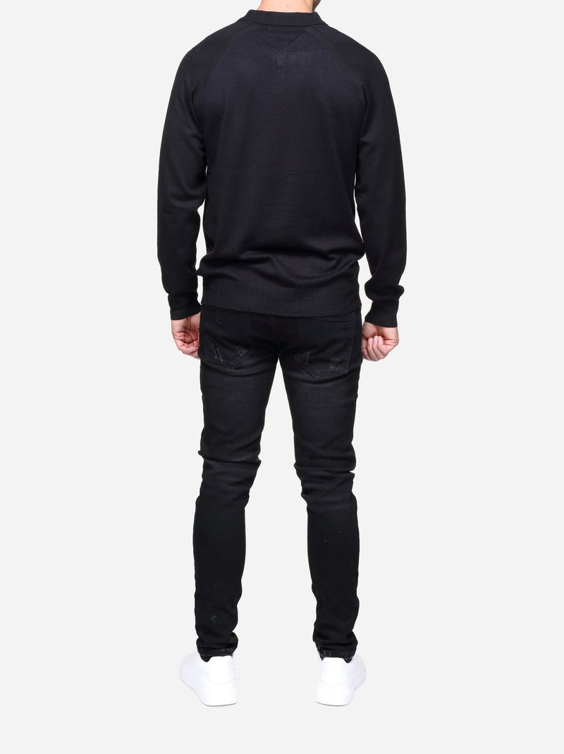 Jersey de vestir con cuello de polo - Frilivin Negro - Kiabi