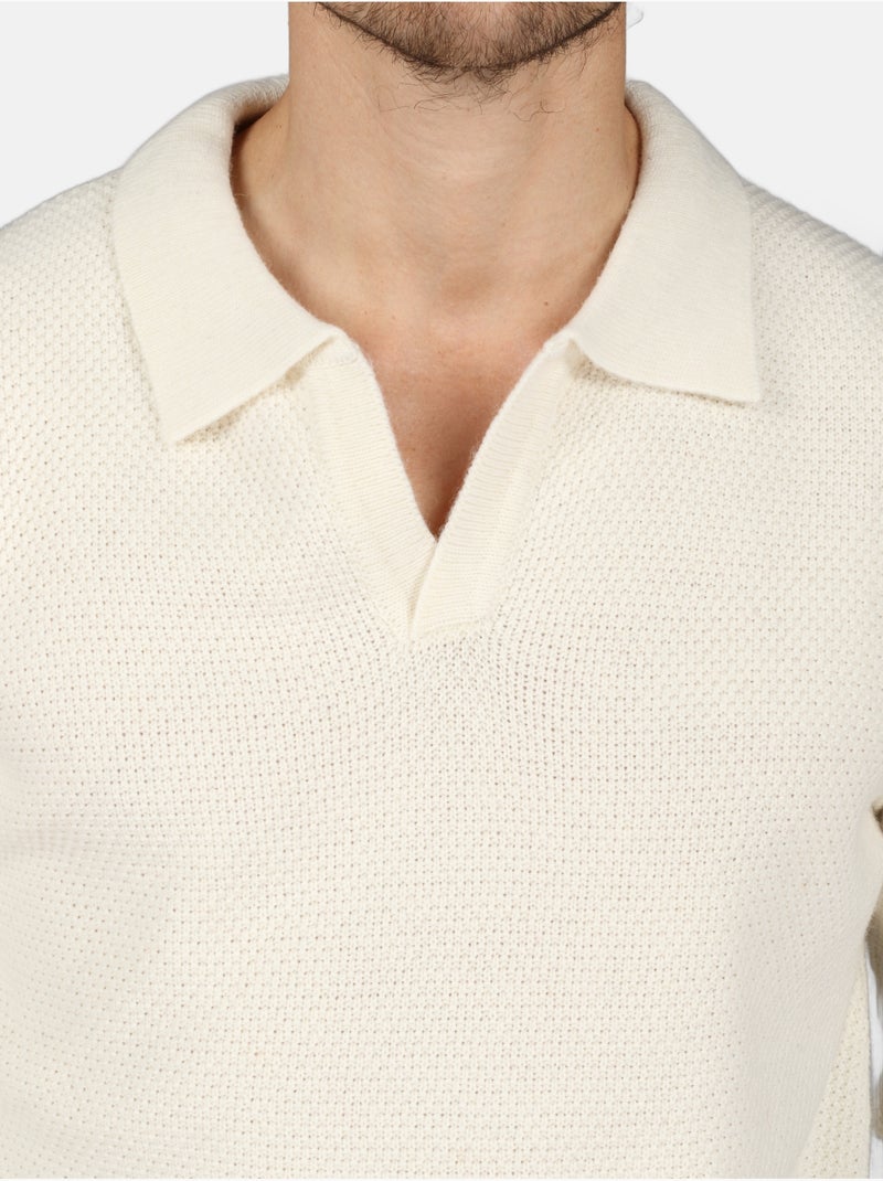 Jersey de vestir con cuello de polo - Kenzarro Blanco - Kiabi