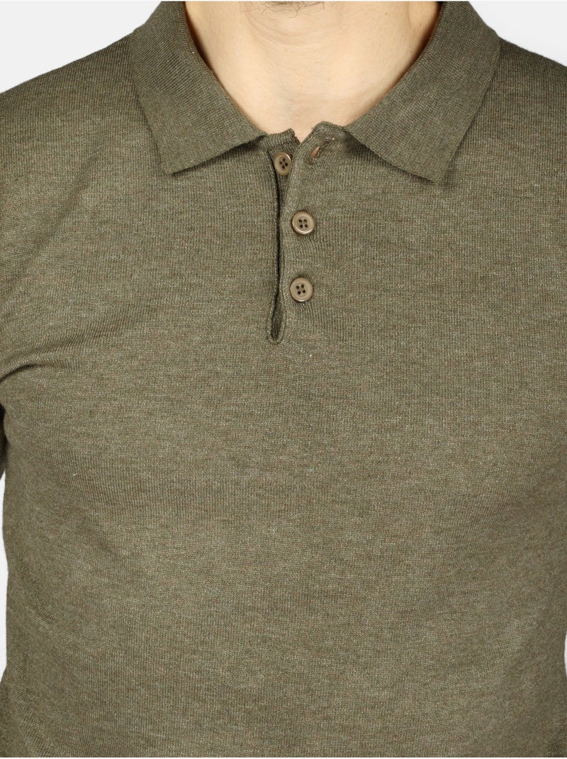 Jersey de vestir con cuello de polo - Kenzarro Caqui - Kiabi
