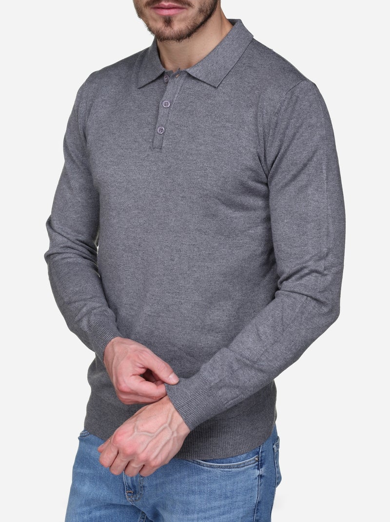 Jersey de vestir con cuello de polo - Kenzarro Gris claro - Kiabi