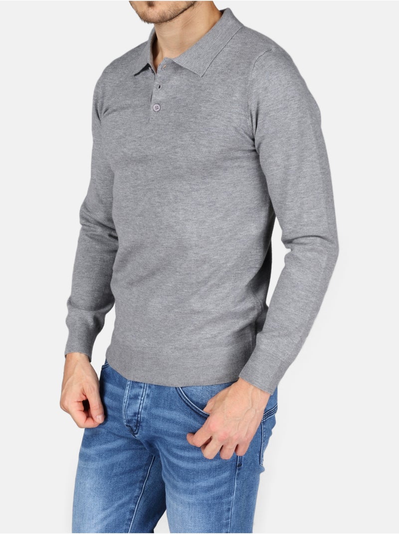 Jersey de vestir con cuello de polo - Kenzarro Gris claro - Kiabi