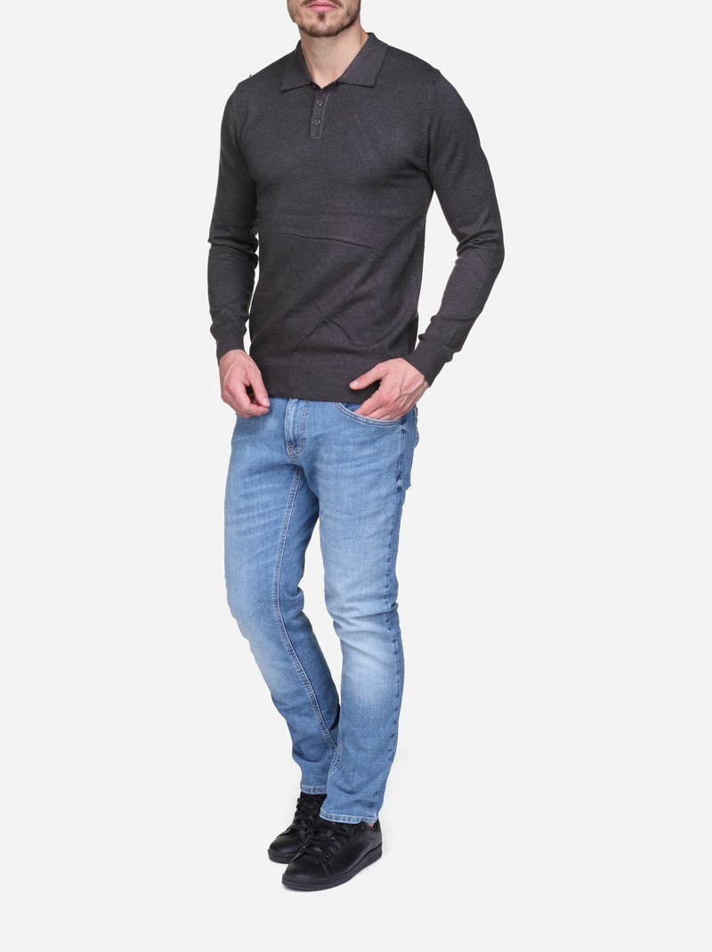 Jersey de vestir con cuello de polo - Kenzarro Gris oscuro - Kiabi