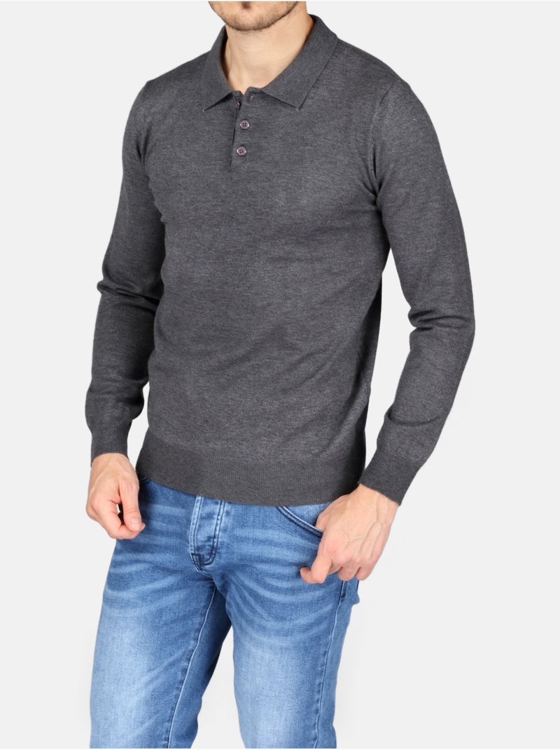 Jersey de vestir con cuello de polo - Kenzarro Gris oscuro - Kiabi