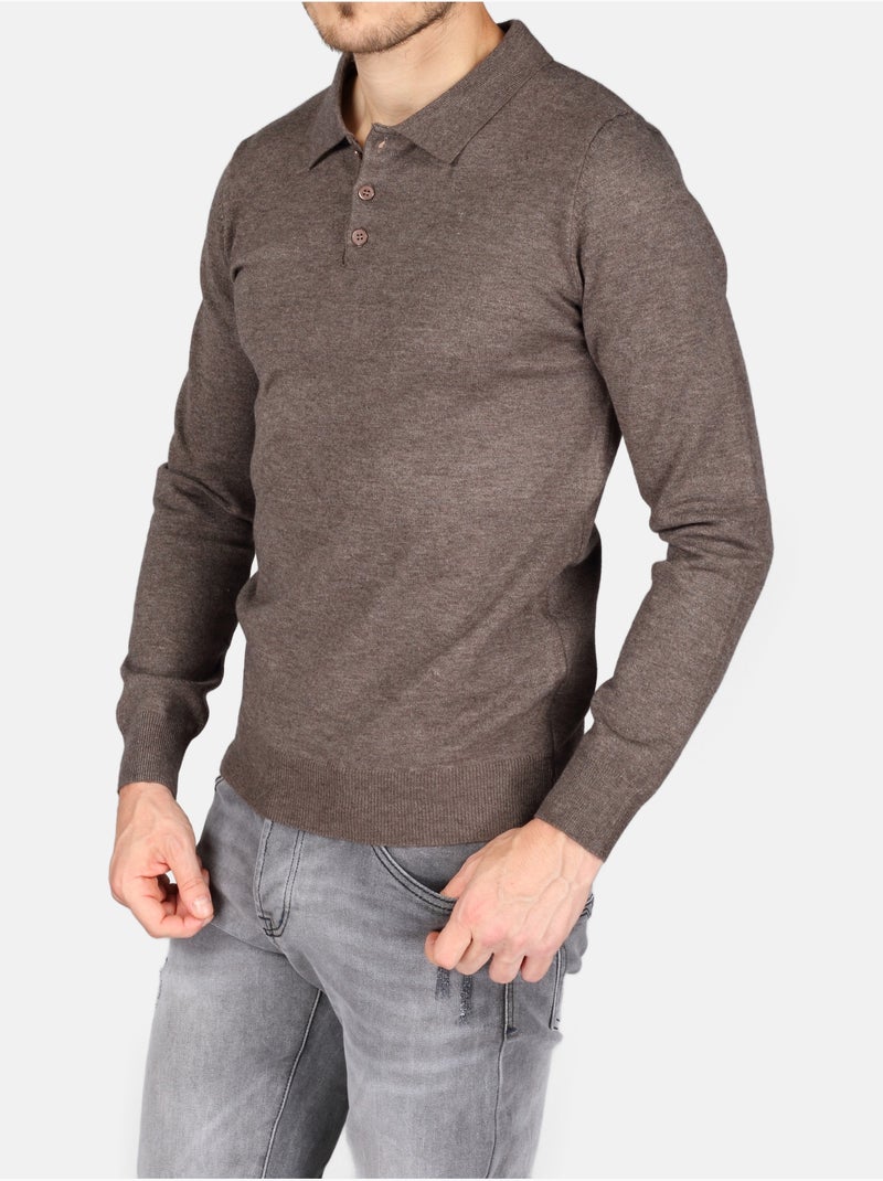 Jersey de vestir con cuello de polo - Kenzarro Marrón - Kiabi