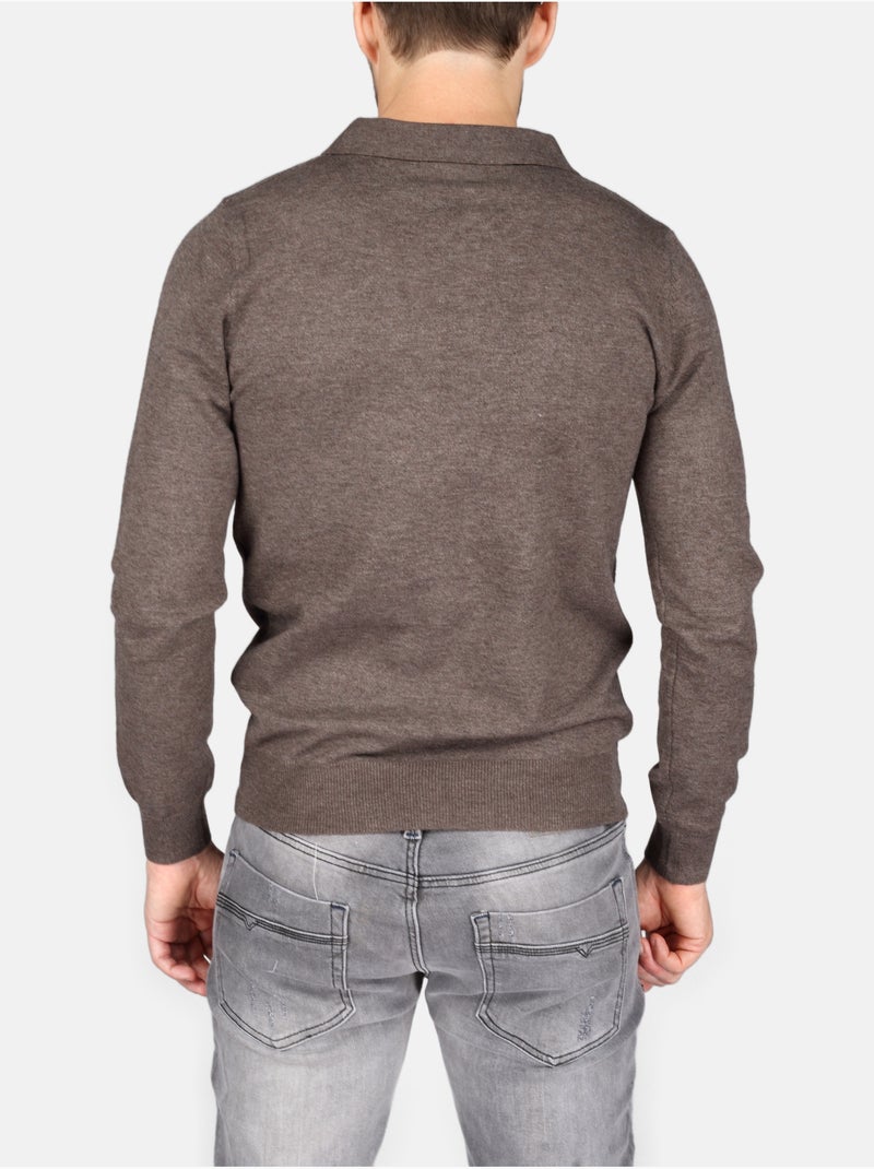 Jersey de vestir con cuello de polo - Kenzarro Marrón - Kiabi