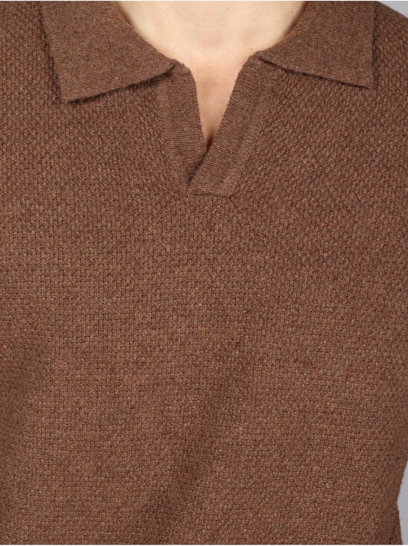 Jersey de vestir con cuello de polo - Kenzarro Marrón - Kiabi
