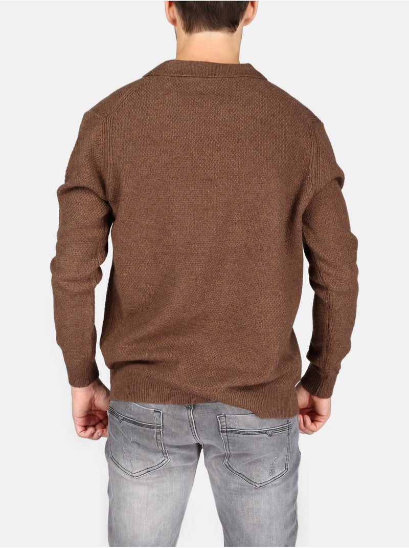 Jersey de vestir con cuello de polo - Kenzarro Marrón - Kiabi