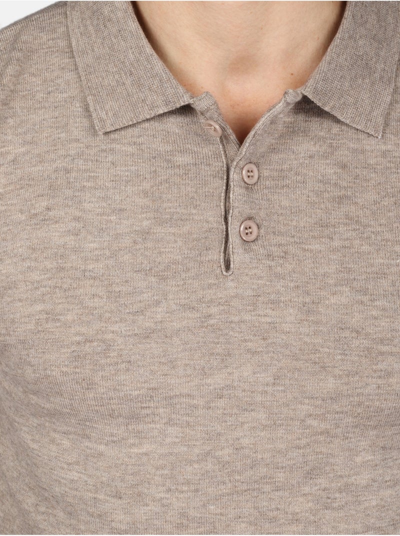 Jersey de vestir con cuello de polo - Kenzarro Taupe - Kiabi