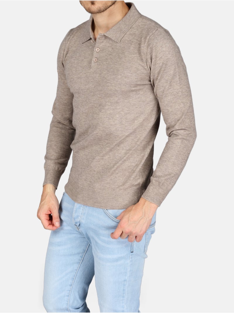 Jersey de vestir con cuello de polo - Kenzarro Taupe - Kiabi