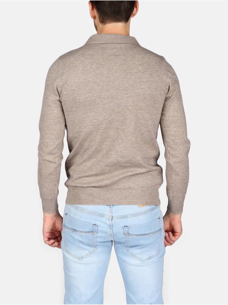 Jersey de vestir con cuello de polo - Kenzarro Taupe - Kiabi