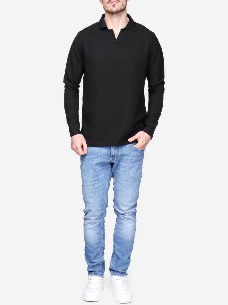 Jersey de vestir con cuello en V - Frilivin Negro - Kiabi