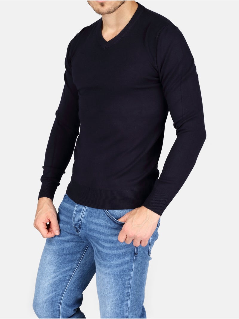 Jersey de vestir con cuello en V - Kenzarro Azul - Kiabi