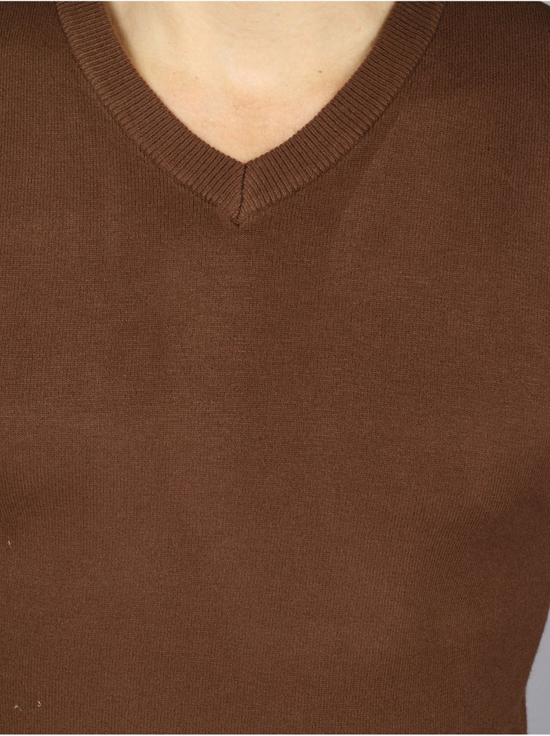 Jersey de vestir con cuello en V - Kenzarro Marrón - Kiabi