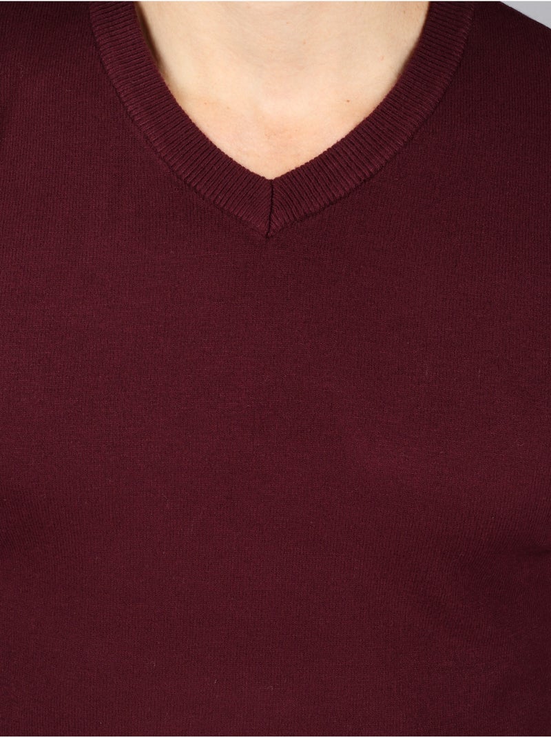 Jersey de vestir con cuello en V - Kenzarro Rojo - Kiabi
