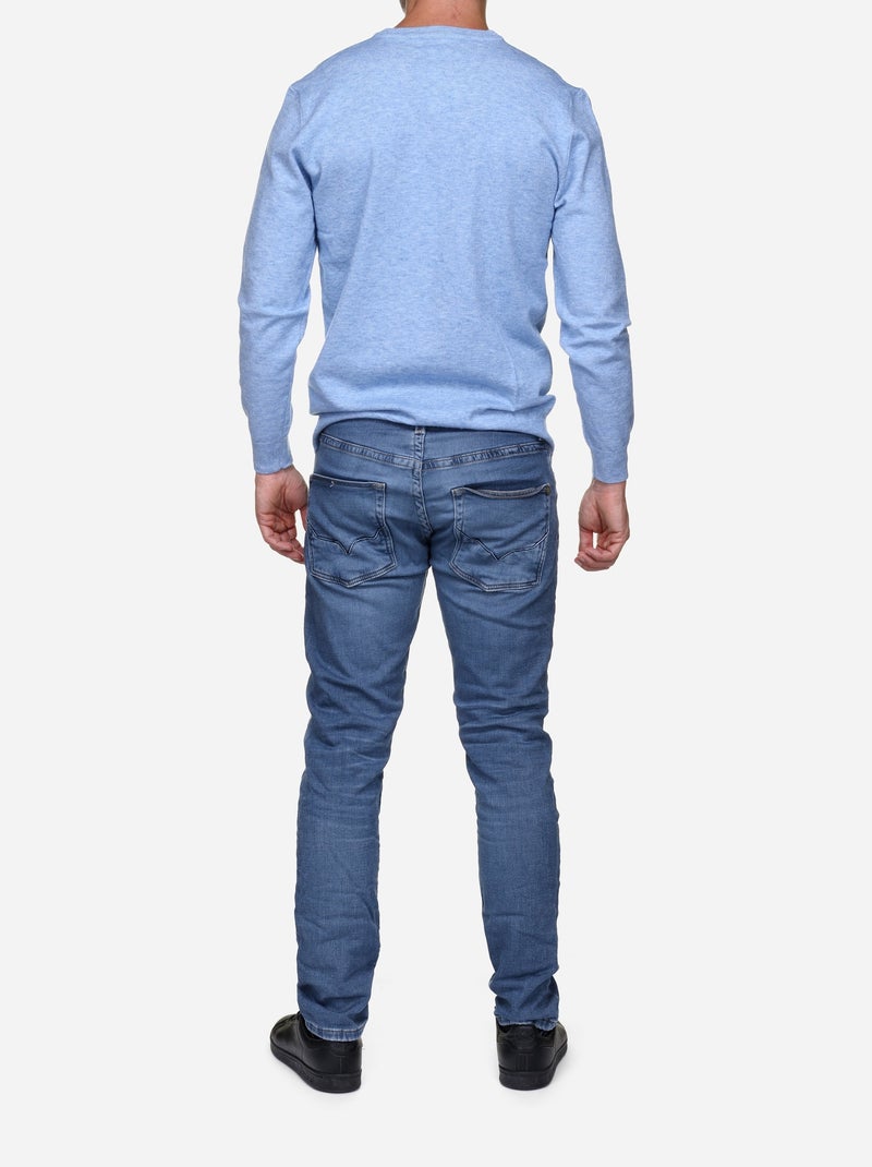 Jersey de vestir con cuello en V - Yves Enzo Azul - Kiabi
