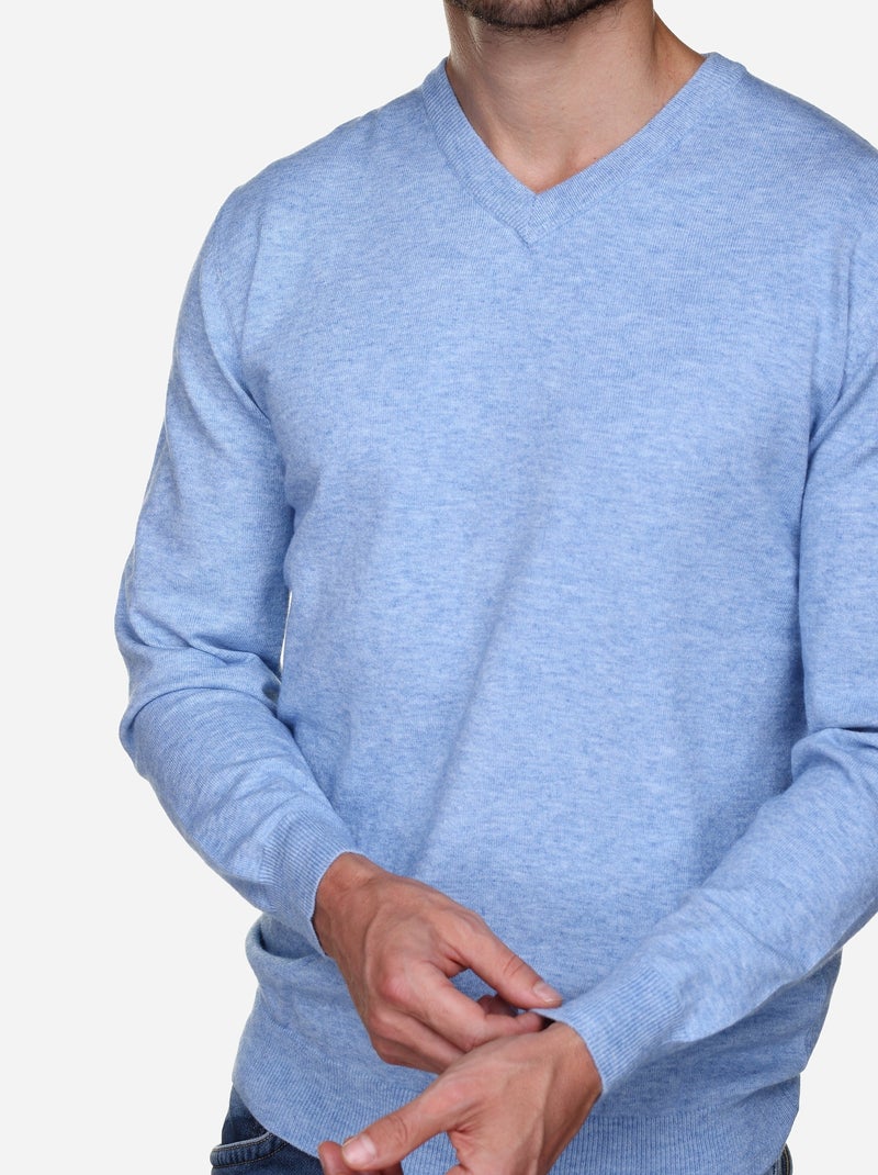 Jersey de vestir con cuello en V - Yves Enzo Azul - Kiabi
