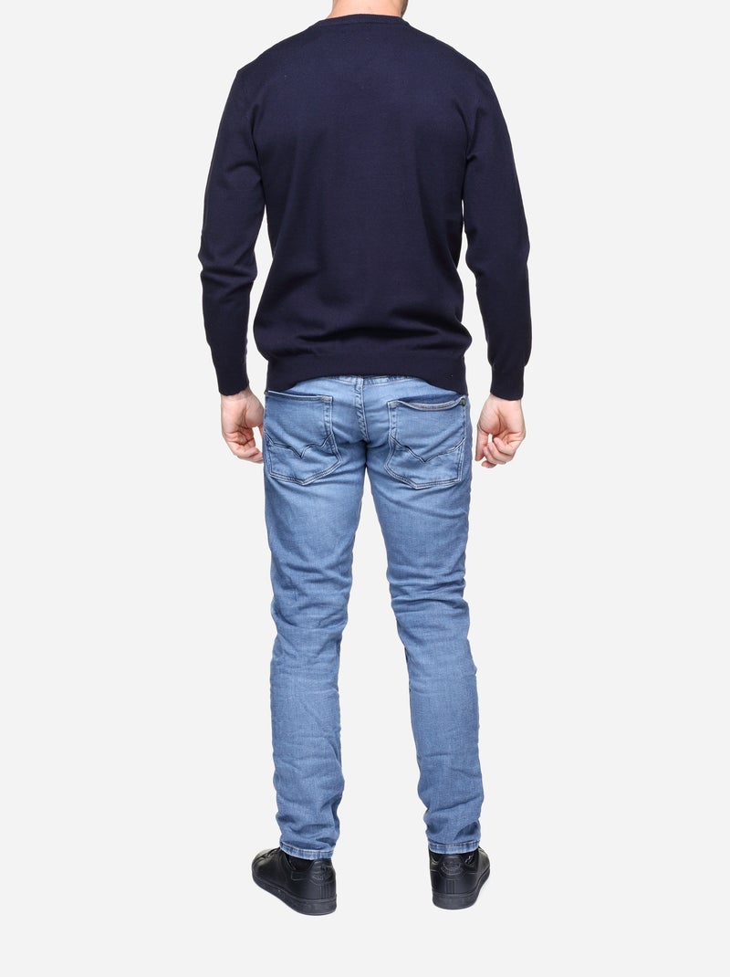 Jersey de vestir con cuello en V - Yves Enzo Azul oscuro - Kiabi