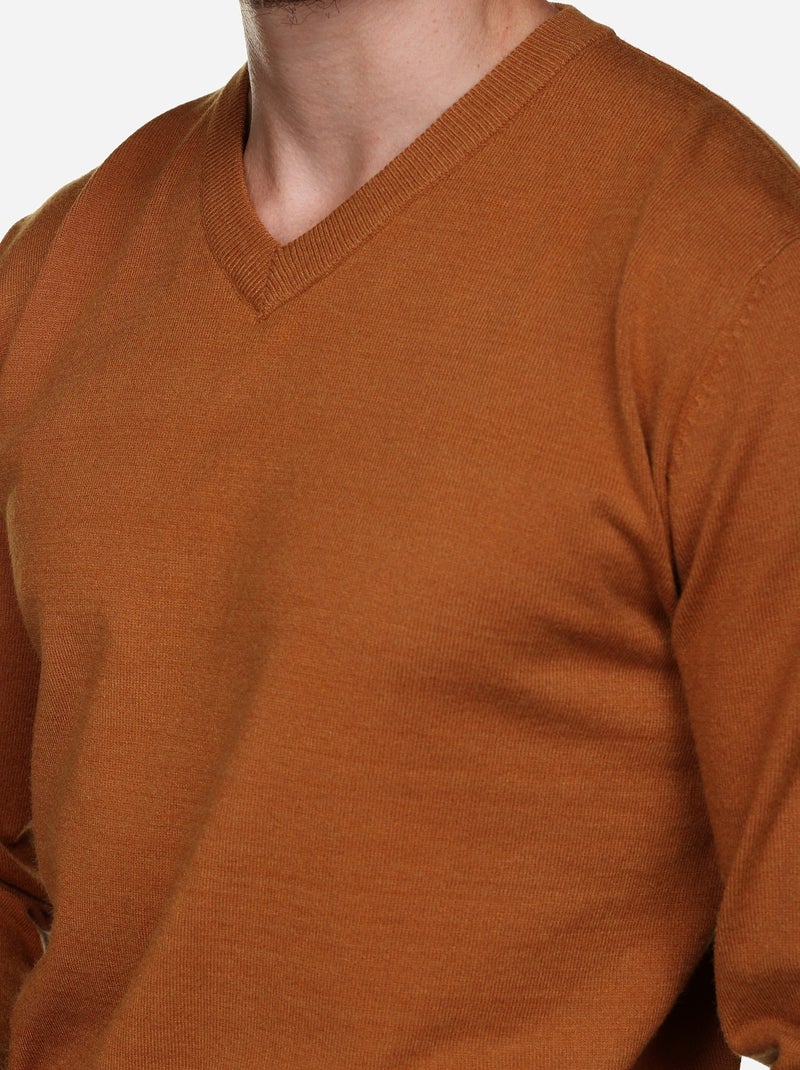 Jersey de vestir con cuello en V - Yves Enzo Camel - Kiabi